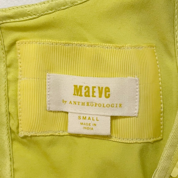 Anthropologie Maeve Sleeveless 3D Floral Appliqué Mini Dress in Canary Yellow - Picture 11 of 12